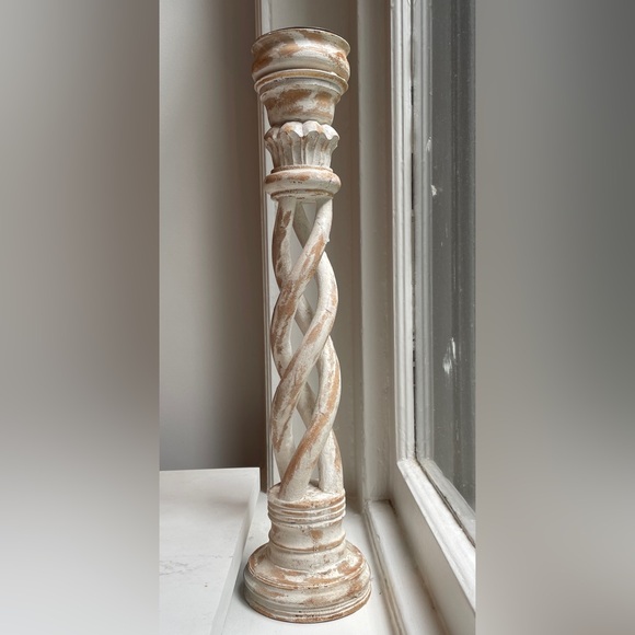 made in India Other - Pair of carved wooden candlesticks